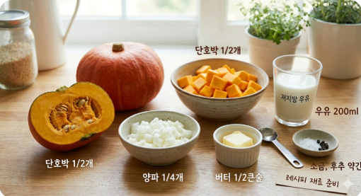 다이어트 중이라면 꼭 먹어야 할 단호박 요리 포만감 높은 단호박스프 만들기