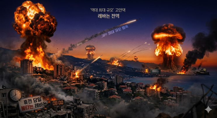 이스라엘 "헤즈볼라 <b>맹폭</b>‥역대 최대 규모" — 휴전 당일 <b>레바논</b>... 