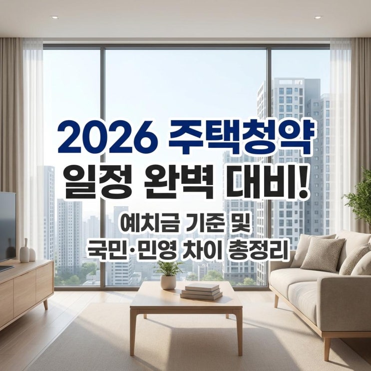  2026 주택청약 일정 완벽 대비! 예치금 기준 및 국민·민영 차이 총정리