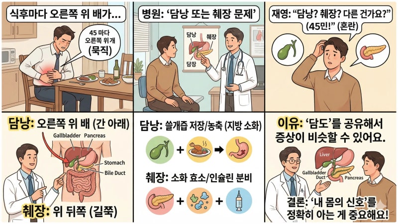 담낭 췌장 차이, 위치도 기능도 다릅니다 — 증상으로 헷갈리는 이유가 있습니다.