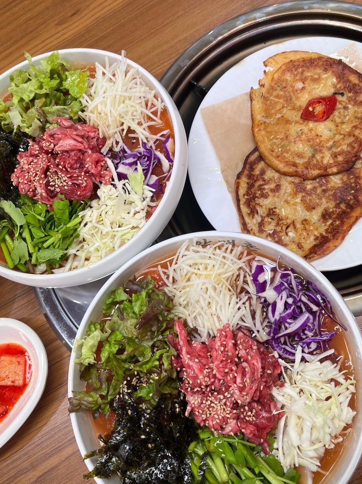  구미인동맛집 점심 밥집 추천 한재촌 시원한 한우육회물회 녹두빈대떡