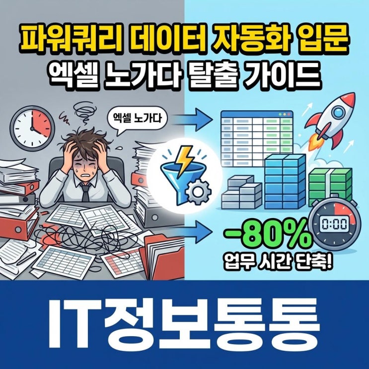  엑셀 노가다 탈출! 파워쿼리 기초 입문 가이드로 업무 시간 80% 단축하기
