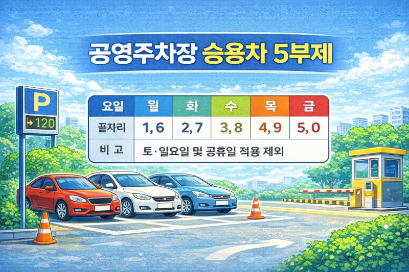 서울시 공영주차장 승용차 5부제 실시 (운영방식, 목적, 시행기간)