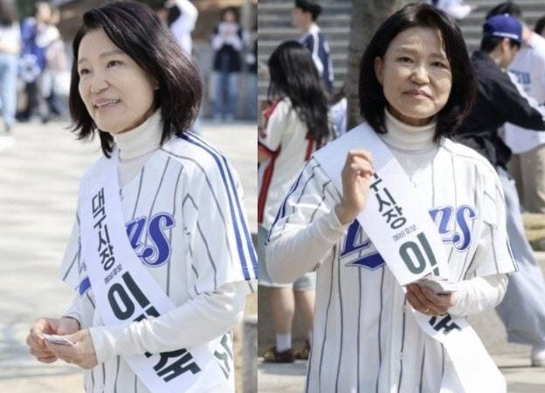 이진숙, '뉴스명당 장성철'과 인터뷰 도중 '보수 꼴통' 발언...삼성 유니폼에 어깨띠 두르고 ....
