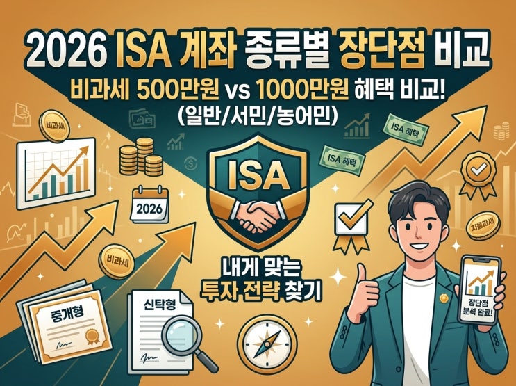  2026년 ISA 계좌: 나에게 맞는 ISA 계좌 찾고 비과세 혜택과 투자 전략 계획하기