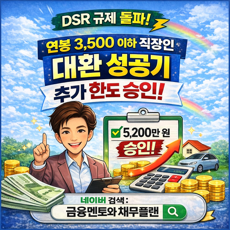  직장인 연봉 3500만 원 이하 dsr 대출 규제 완화 조건과 사례 후기