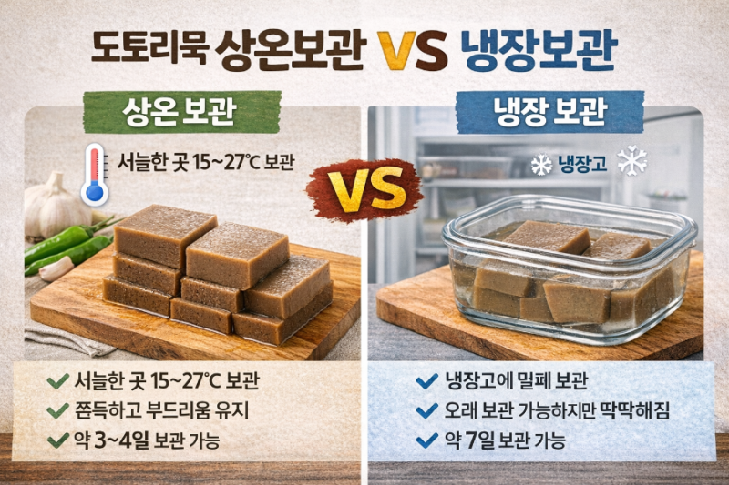 도토리묵 보관법 총정리 (실온 vs 냉장)
