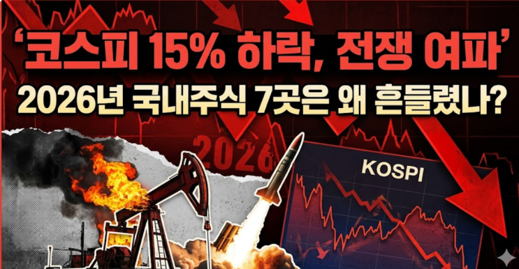  "코스피 15% 하락" 전쟁 여파, 2026년 국내주식 7곳은 왜 흔들렸나?