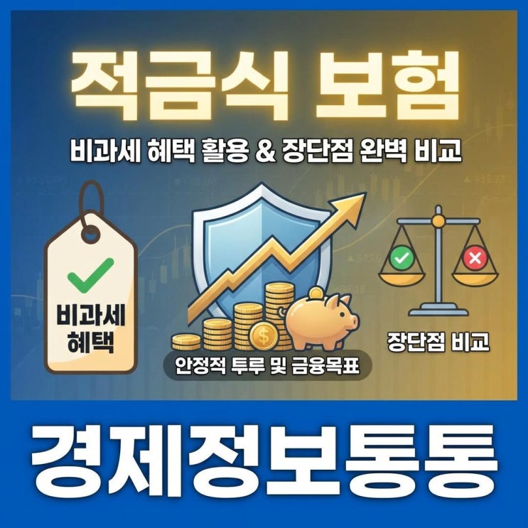  안정적인 노후 자금 마련! 비과세 혜택 챙기는 적금식보험 장단점 및 활용법 완벽 정리