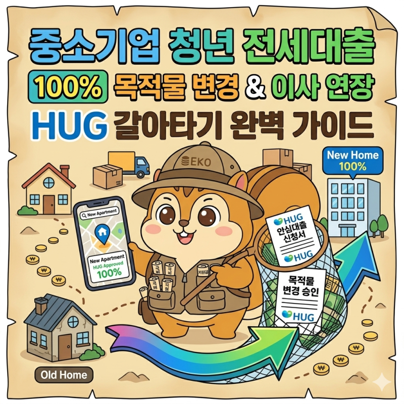 중소기업 청년 전세자금대출 100% 목적물 변경과 이사 연장: HUG 안심전세대출 갈아타기
