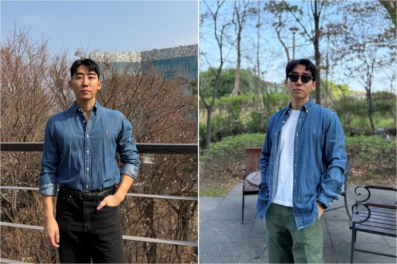 남자봄코디 폴로 데님셔츠 커스텀핏 후기 클래식핏 차이 무엇? 사이즈, 할인 꿀팁