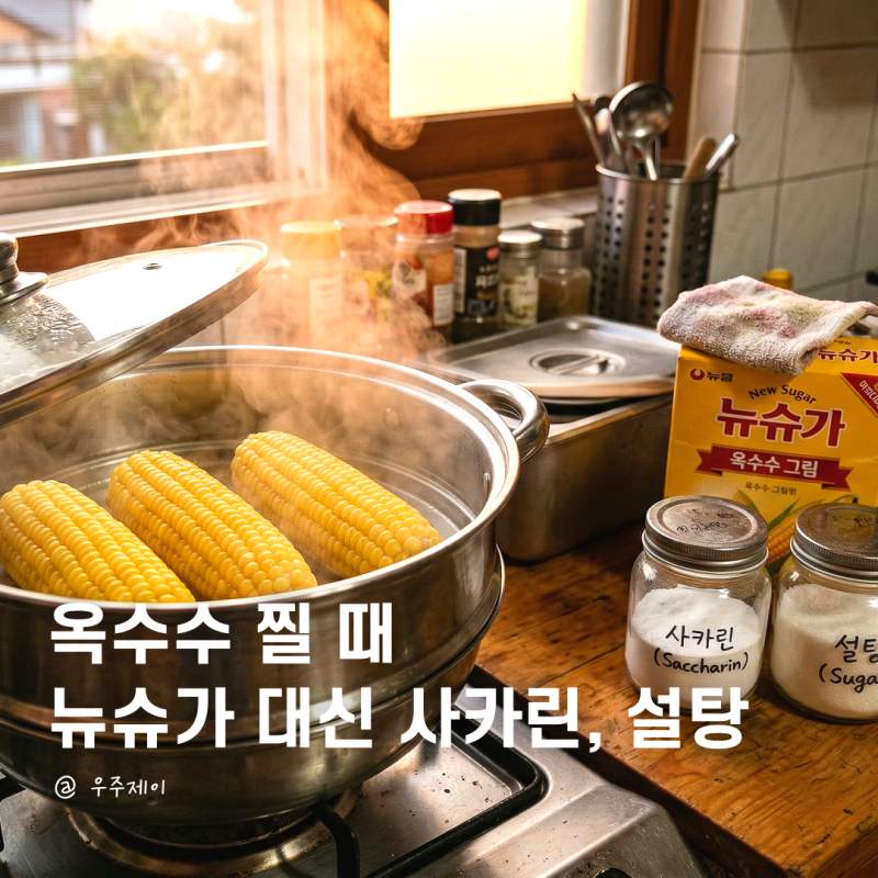 뉴슈가 대신 옥수수 찔 때 괜찮은 것은? 사카린 설탕 비교