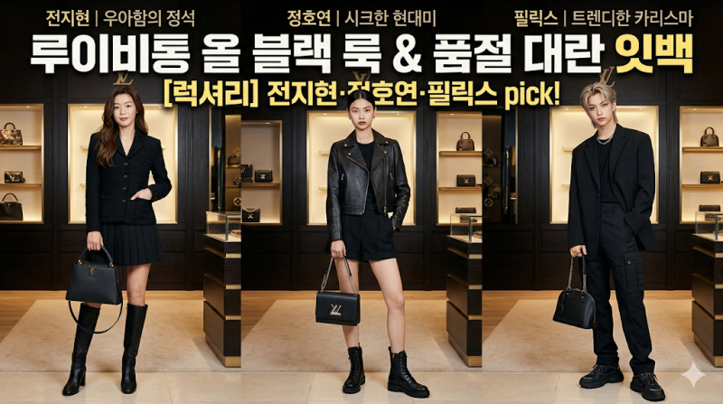 [럭셔리] 전지현·정호연·필릭스가 선택한 루이비통의 정점: 올 블랙 룩과 ‘품절 대란’ 잇....