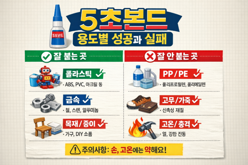 순간접착제 아무거나 쓰면 실패! 5초본드 오공본드 록타이트 용도별 정리