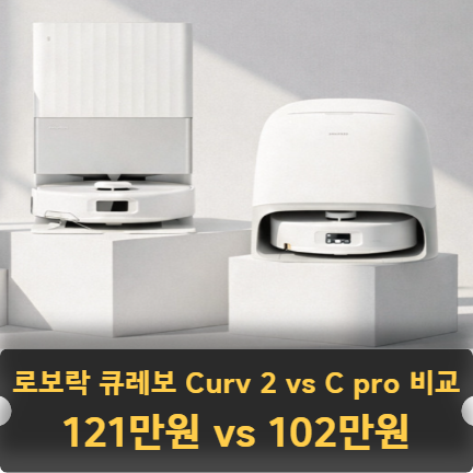 로보락 큐레보 'Curv 2 Flow' vs 'C Pro' 비교｜롤러형 vs 회전형 성능·스펙·최저가 총정리