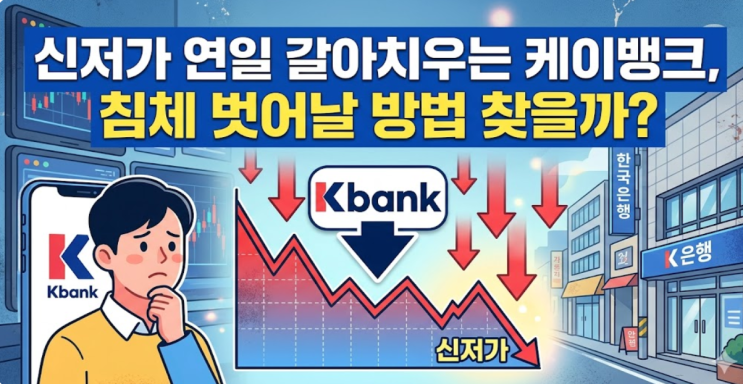  "신저가 연일 갈아치우는" 케이뱅크, 침체 벗어날 방법 찾을까