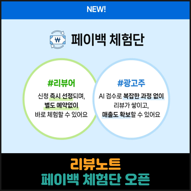  리뷰노트 페이백 체험단 오픈