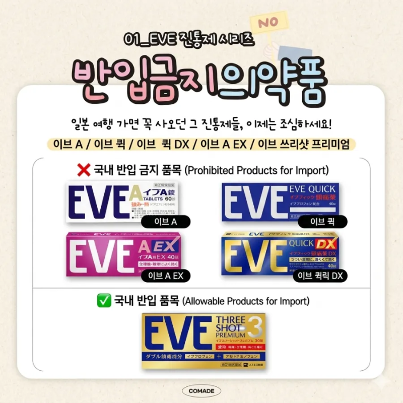 일본 진통제 이브(EVE) 반입 금지 총정리 (2026 최신)