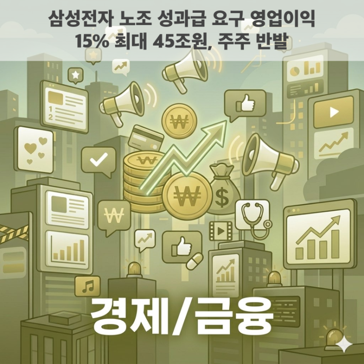 <b>삼성전자 노조</b> 성과급 요구 영업이익 15% 최대 45조원, 주주 <b>반발</b>