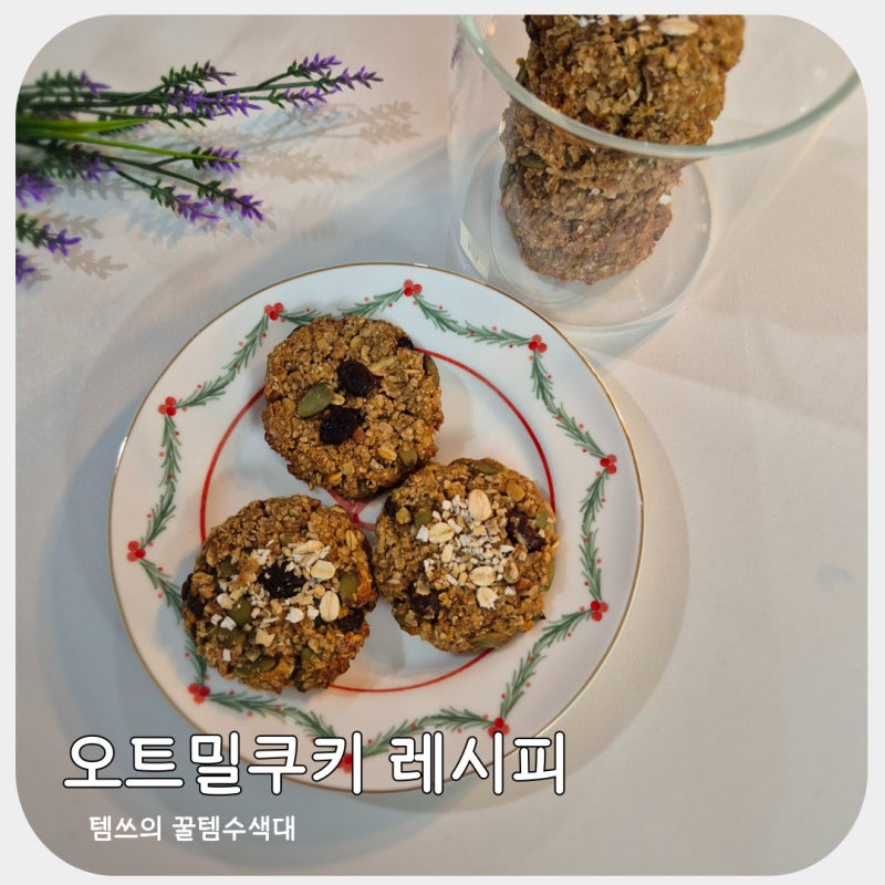 노설탕 노버터 오트밀쿠키 레시피 오트밀 먹는법 사과 넣어 촉촉하게 만드는 건강 간식