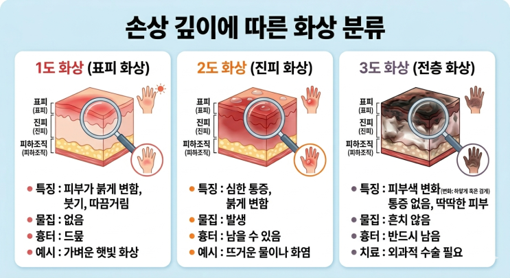  화상 종류 응급처치 치료