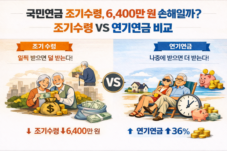  국민연금 조기수령, 6,400만 원 손해일까? 조기수령 vs 연기연금 비교