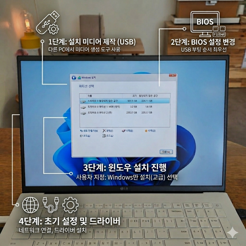 프리도스 노트북 윈도우11 설치 방법