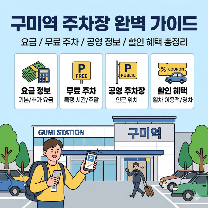 구미역 주차장 요금 무료주차 공영주차장 가격 할인 총정리