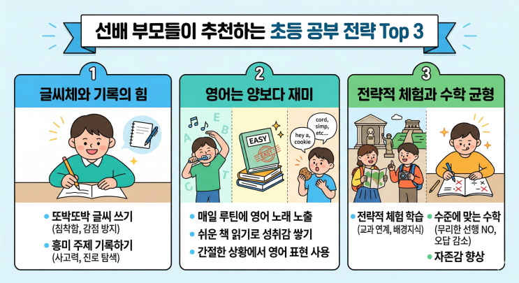  영유 안 보내도 불안하지 않은 이유? 선배 부모들이 입을 모아 말하는 초등 공부 전략 Top 3