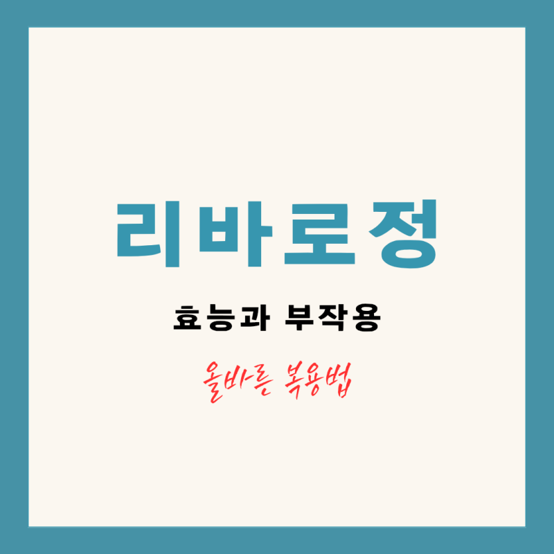 리바로정 2mg 4mg 효능과 부작용 올바른 복용법
