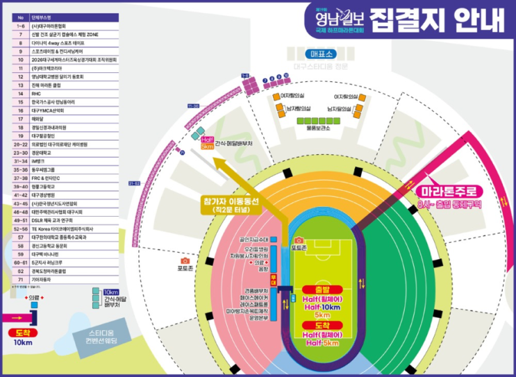  대구마라톤 영남일보마라톤 교통통제 구간, 시간 (버스 운행경로) 2026