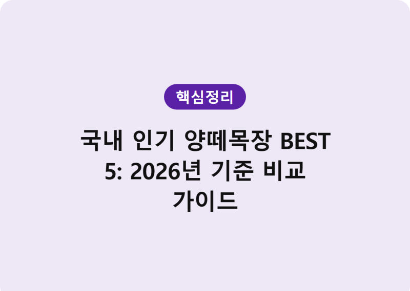 국내 인기 양떼목장 BEST 5: 2026년 기준 비교 가이드