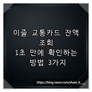 이즐 교통카드 잔액조회, 1초 만에 확인하는 방법 3가지