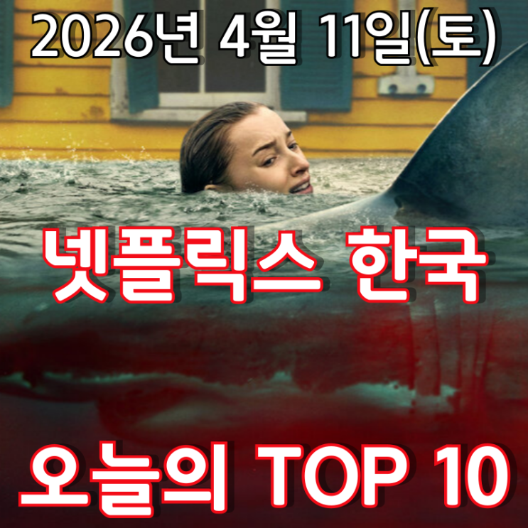  [4월 11일] 넷플릭스 한국 TOP 10 - 등골이 서늘해지는 해양 스릴러 영화 '스래시: 상어의 습격'