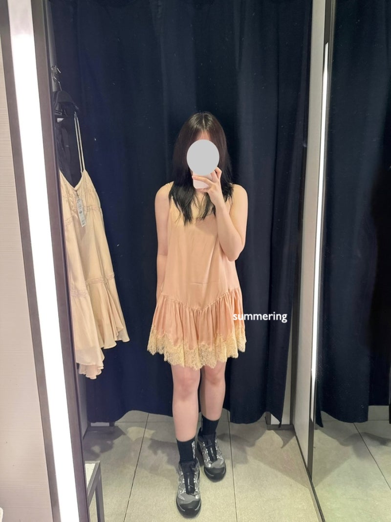 자라 ZARA 신상 원피스 추천! 자수 레이스 새틴 캐미솔 원피스 2종 착용 후기 사이즈 팁