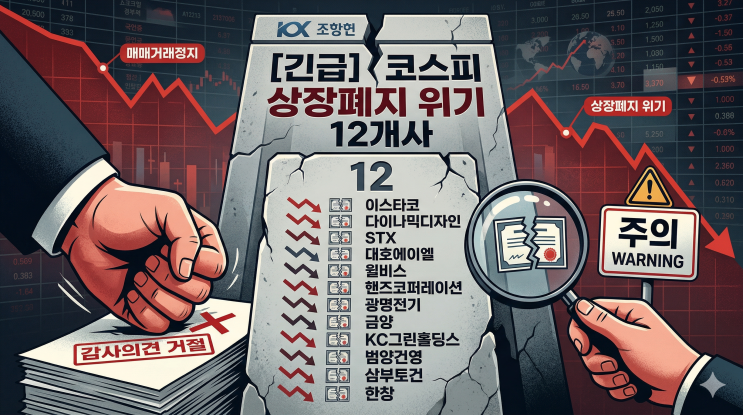  코스피 상장폐지 위기 12개사 명단 총정리 (2025 결산 결과 분석)