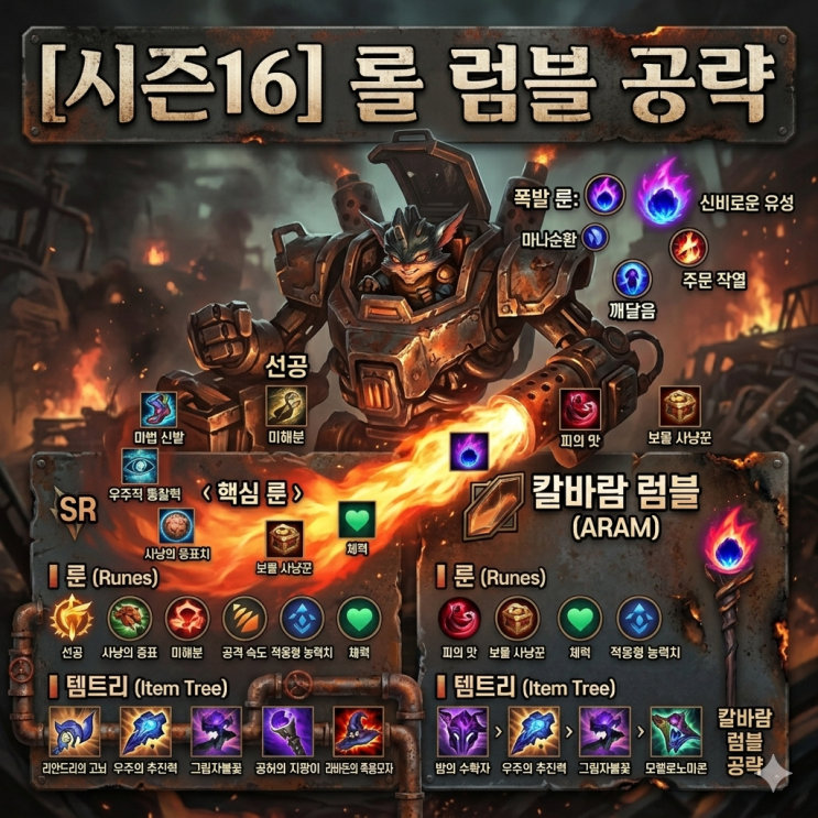 [시즌16] 롤 럼블룬, 템트리 + 칼바람럼블