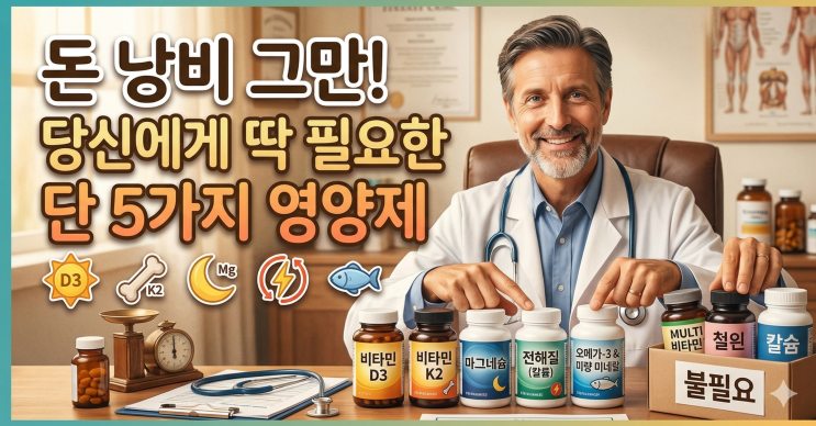  수십 개 영양제 다 필요 없습니다. 내 몸을 살리는 딱 5가지만 챙기세요   (의사작성)