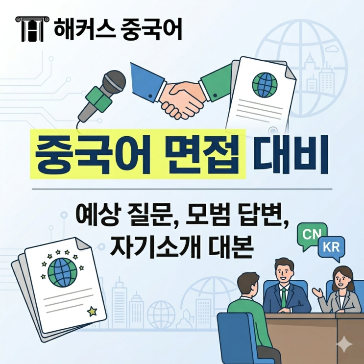  중국어 면접 예상 질문, 모범 답변, 자기소개 대본 예시