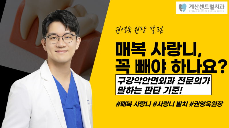계산 매복 사랑니 발치 비용 통증 회복기간 — 구강악안면외과 전문의가 직접 답하는 Q&A 총....