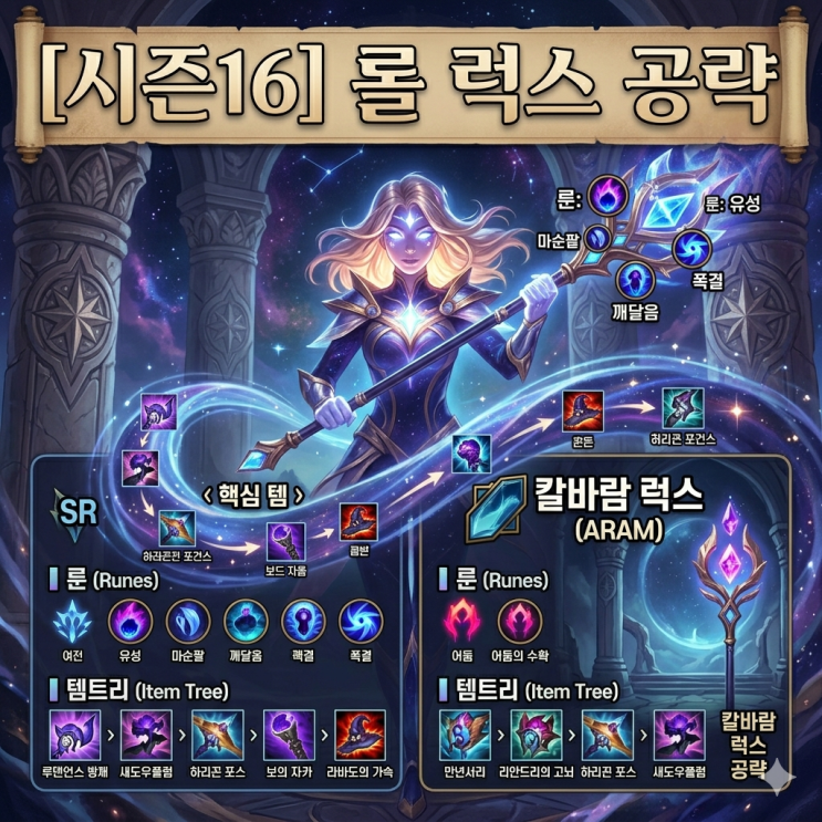  [시즌16] 롤 럭스룬, 템트리 + 칼바람럭스 공략