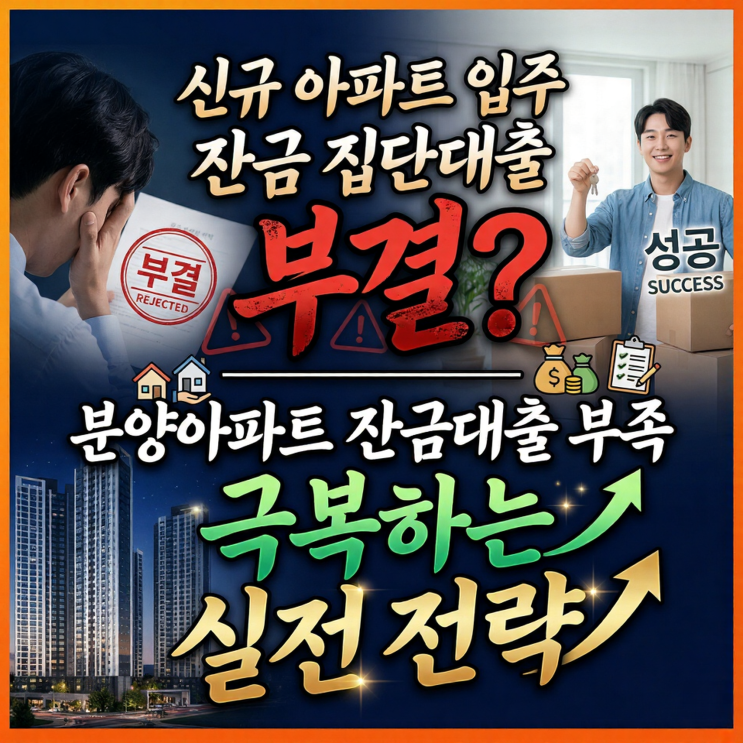  신규 아파트 입주 잔금 집단대출 부결? 분양아파트 잔금대출 부족 극복하는 실전 전략