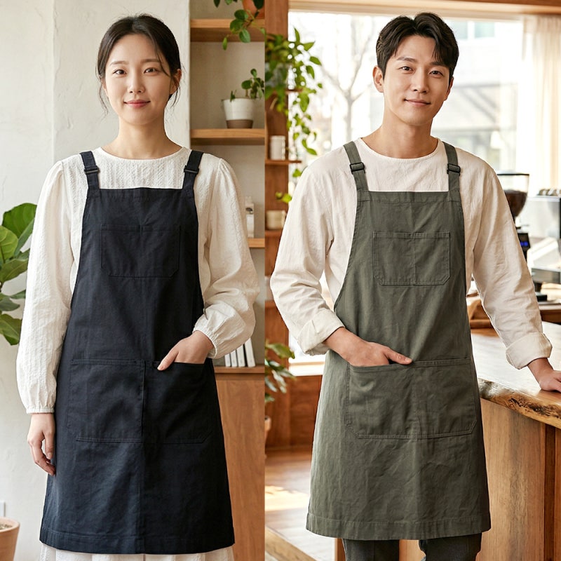 가성비 끝판왕 남녀공용 무지 폴리 생활방수 경량 카페 미용실 네일샵 작업용 앞치마 – 단....