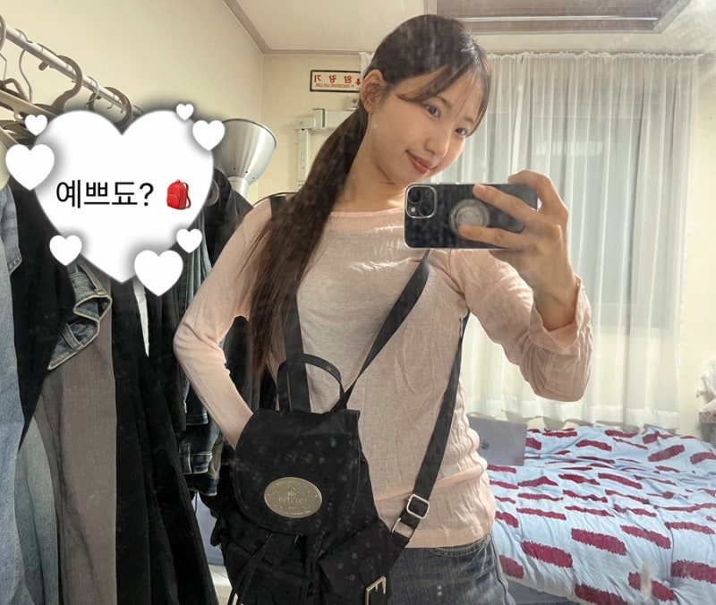 제니 미니 백팩 손민수 / 라츠유 닷닷 츄비 백팩 리뷰 / 도트 미니백