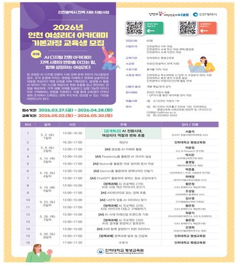 여성 리더도 AI 배운다…인천, 디지털 리더십 과정 운영