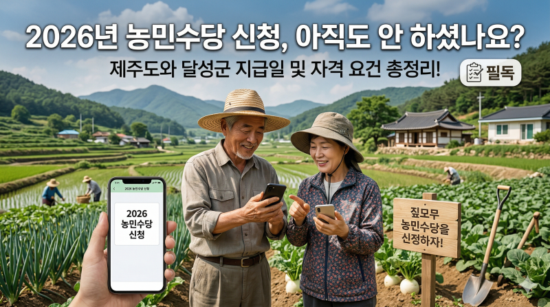 2026년 농민수당 신청, 아직도 안 하셨나요? 제주도와 달성군 지급일 및 자격 요건 총정리!