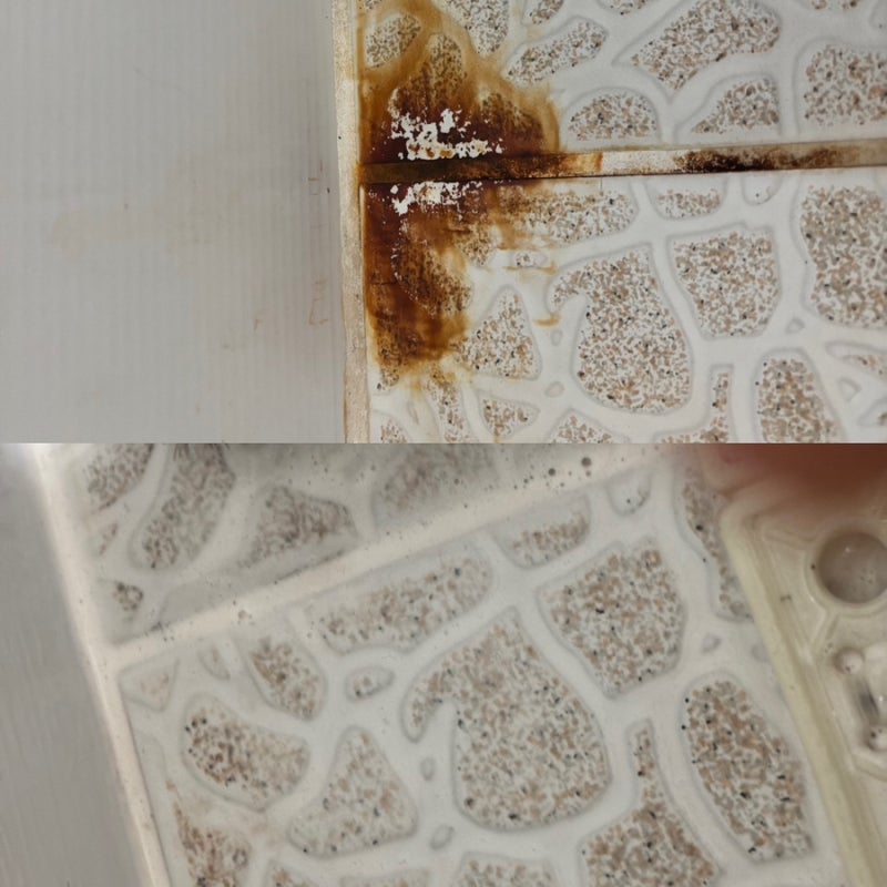 화장실 타일 녹 제거 안 지워지던 거 구연산으로 해결했습니다