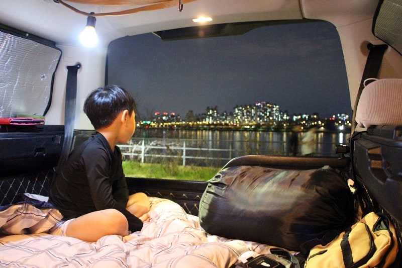 등교 후 아들과 다녀온 잠실 한강공원 차박 장소(주차비 저렴)