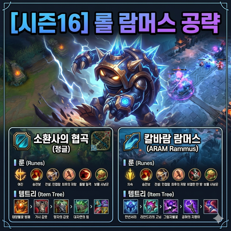 [시즌16] 롤 람머스룬, 템트리 + 칼바람람머스