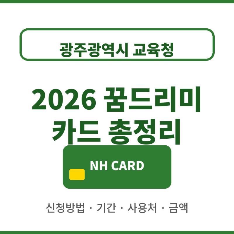 2026 꿈드리미카드 신청방법 기간 사용처 금액 가맹점 광주